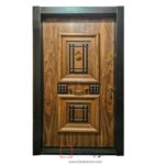 درب ضد سرقت روکش چوب راش روکش گردو آمریکایی دو قاب کد